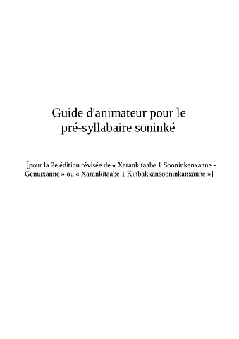 Guide d'animateur pré-syllabaire 2e édition - Francais